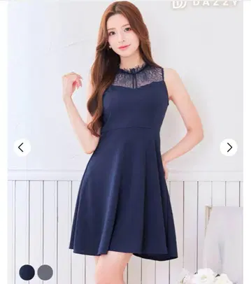 네이비 레이스 옷깃 드레스 L 사이즈