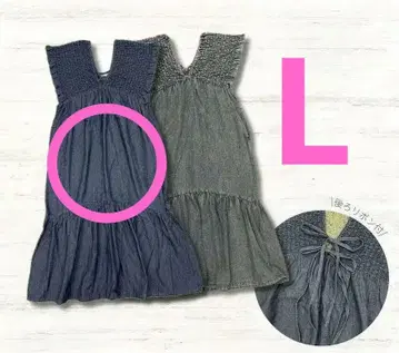 [ 새상품 ] 시마무라 데님 셔링 원피스 중 네이비 LaxDanTia L