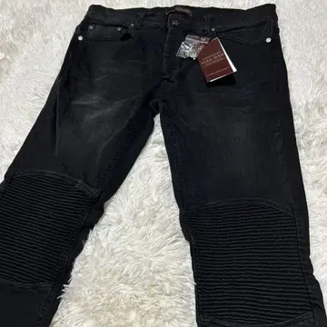 미사용 ZARA W34 스트레치 바이커 데님 블랙 청바지