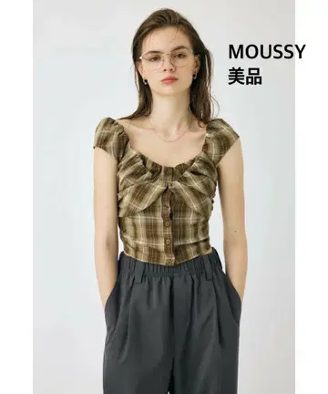 MOUSSYLAYERED GATHERED CHECK 블라우스 9,460엔