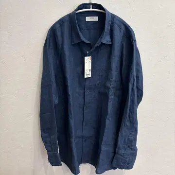 [미사용 새상품] UNIQLO 프리미엄 린넨 블루 XL 긴팔 셔츠
