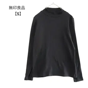 [무인양품] 긴팔 T셔츠 하이넥 스트레치 블랙 S사이즈