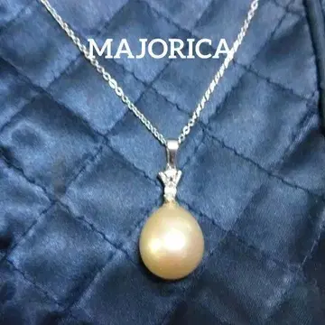 MAJORICA 싱글 볼 빅볼 펄 & 실버 925 체인 펜던트 목걸이