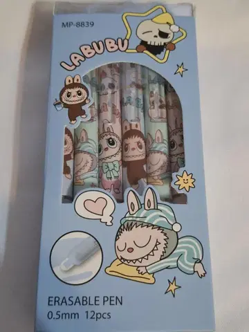 LABUBU 인기 글자 지우는 0.5mm 12개 펜 세트.