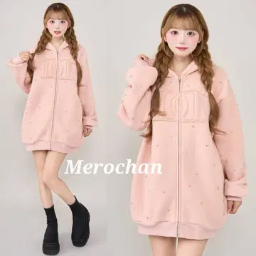 Darich DD 로고 비쥬 지퍼 후드티 핑크 FREE