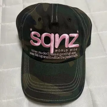 sqnz 로고 베이스볼 캡 자수 스트릿 카모플라쥬