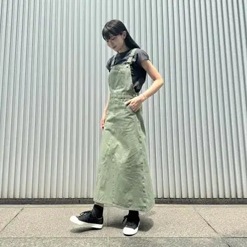 무인양품 스트레치 치노 살로펫 스커트 (카키 그린 / L 사이즈)