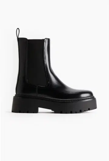 H&M 청키 첼시 부츠 사이드 고어 통굽 블랙 37