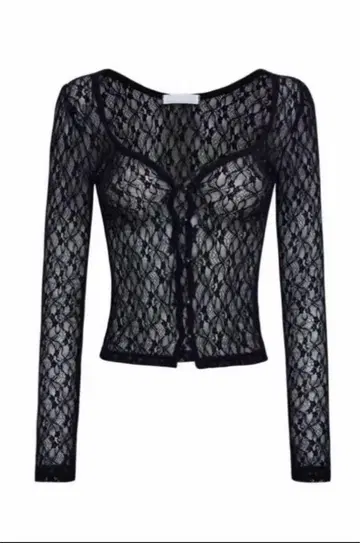 threetimes Romantic lace cardigan black