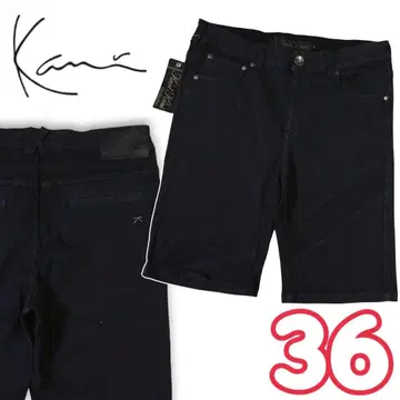 새상품! 칼카니 KARL KANI 로고 자수 블랙 데님 숏팬츠 블랙