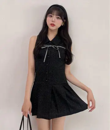 OLIVE des OLIVE 슬리브리스 셔츠 미니 원피스 블랙