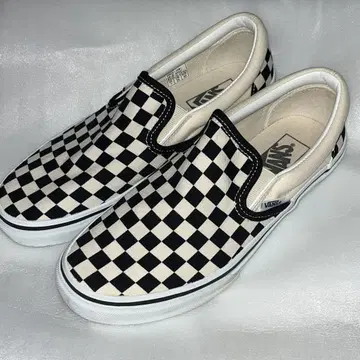VANS 반스 체커 슬립온 25cm 블랙 화이트