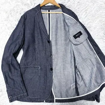[ 새상품급 ] 컴시즘 린넨 혼방 데님 테일러드 자켓 빅 사이즈 XL