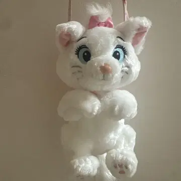 마리 봉제 인형 화이트 컬러 핑크 리본