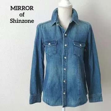 MIRROR of Shinzone 긴팔 인디고 블루 데님 셔츠