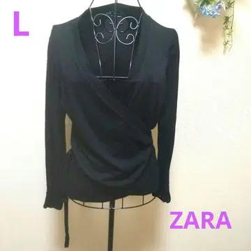 ZARA 블랙 카슈쿨 가디건 L 사이즈 조정 리본 a0540