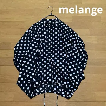 melange 코쿤 블라우스 밴드 카라 도트 빅 루즈
