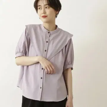 N 내추럴 뷰티 베이직 가루다 도비 삼각형 케이프 블라우스