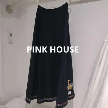 PINK HOUSE 곰 자수 데님 롱 스커트