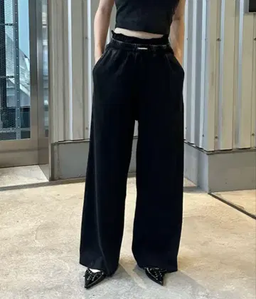 Ray Cassin 레이 카즌 레이스 허리 레이어드 스웨트 팬츠