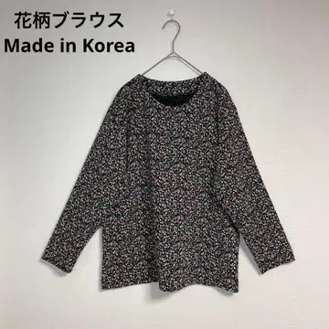한국제 꽃무늬 긴팔 셔츠 블라우스 블랙 베이스 세련됨