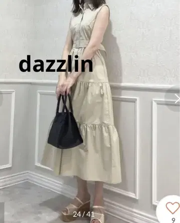 dazzlin 새상품급 메탈 버튼 티어드 원피스