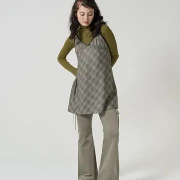 TINA: JOJUN 파이핑 체크 점프스커트 원피스