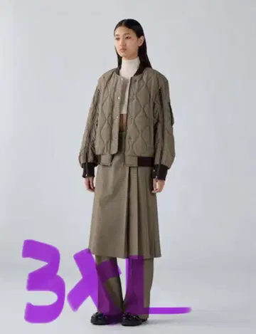 GU 퀼팅 블루종 rokh 3XL 체크 베이지 콜라보