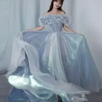 웨딩 드레스 컬러 드레스 이브닝 드레스 오로라 파란색 라이트 블루