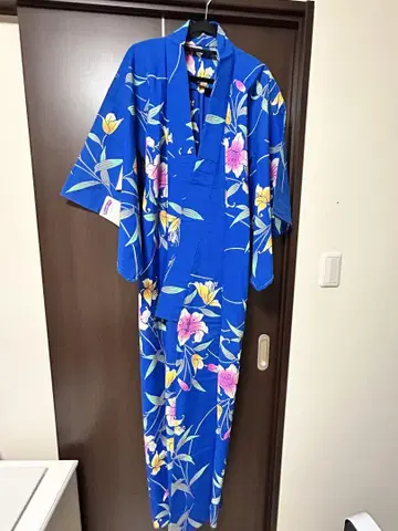 꽃무늬 유카타 파란색