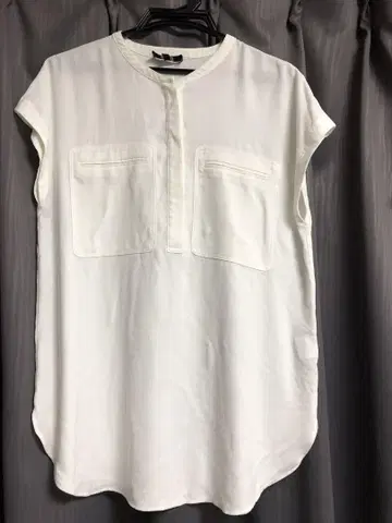 띠어리 밴드 카라 화이트 블라우스 S
