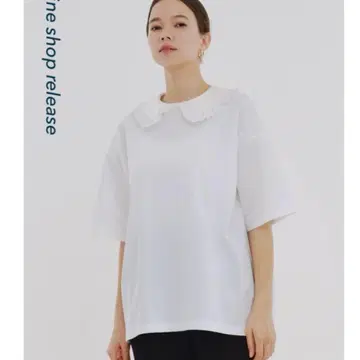 미사용 새상품 yori 플로키 도트 둥근 카라 Tee