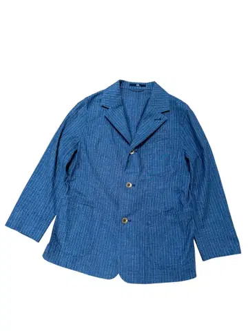 45R 자켓 블레이저 면 스트라이프 인디고 그레이 블루