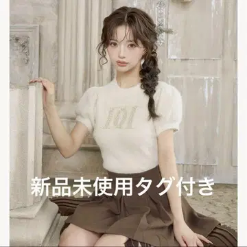 Darich 다리치 팬시 비즈 DD 로고 니트탑