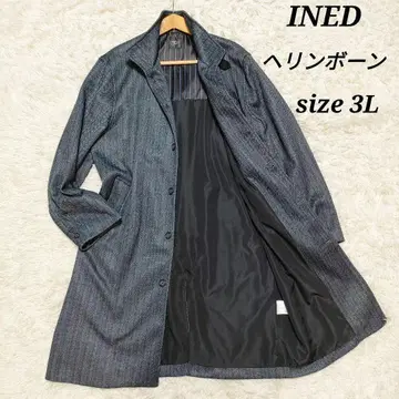 [ 새상품급 ] 이네드옴 롱 코트 스탠드 카라 헤링본 남성용 3L