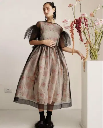 H&M 시몬 로샤 콜라보 새틴 리본 드레스