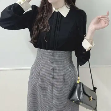 미니 체크 하이웨스트 타이트 스커트 안 아더 안젤라스 핀트