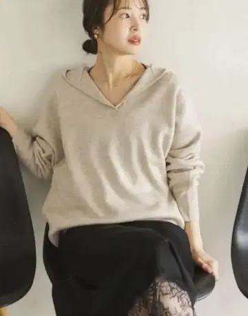 noble 접결턱편직 후드 풀오버