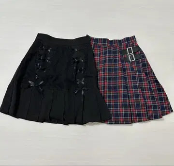앙크루즈 플리츠 스커트 체크 블랙 지뢰계