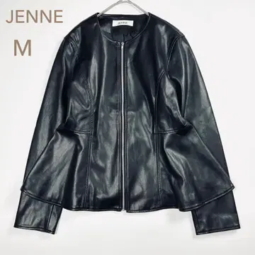 컨디션 최상 JENNE 페플럼 자켓 에코 가죽 라이더스 블랙 M