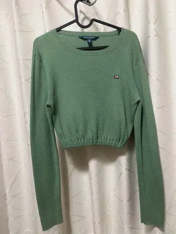 POLO JEANS COMPANY 그린 크롭 스웨터