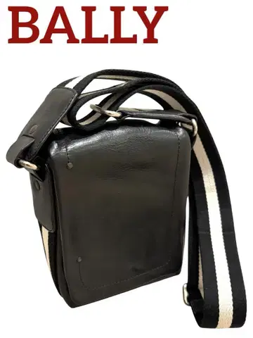 레어 BALLY 스트라이프 숄더백 원숄더 블랙 가죽