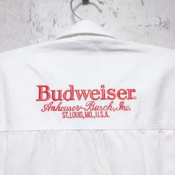 90s Budweiser 버드와이저 자수 로고 긴팔 셔츠 화이트