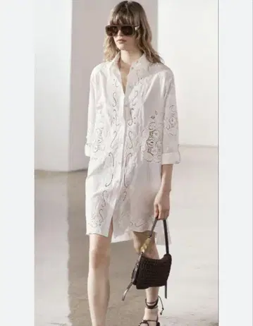 ZARA 자라 ZW 컬렉션 자수 셔츠 화이트
