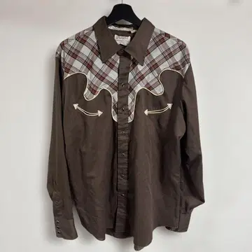 70s Wrangler 웨스턴 셔츠 브라운 긴팔
