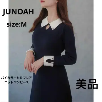 새상품급 JUNOAH 주노아 바이컬러 세미 플레어 니트 원피스 M