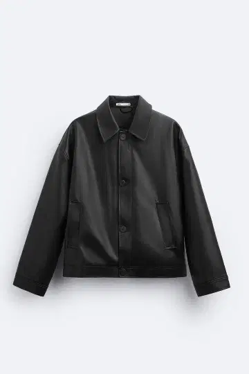 ZARA 인조 가죽 스퀘어 컷 핏 자켓