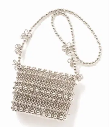 Casselini 캐세리니 플라워 숄더 비즈 백 실버