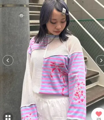 새상품 택 포함 Candystripper 리본 무늬 상의