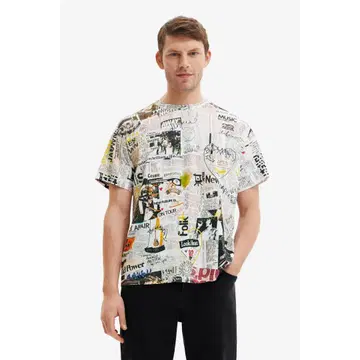 Desigual 신문 기사풍 그래픽 T셔츠 L 사이즈